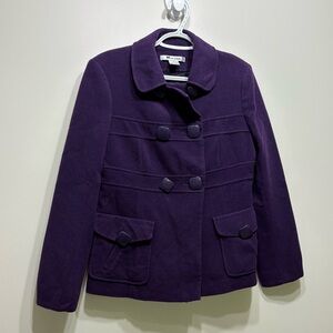 Nygard Collection Vintage Wool Cashmere Button Down Blazer Jacket Coat Purple